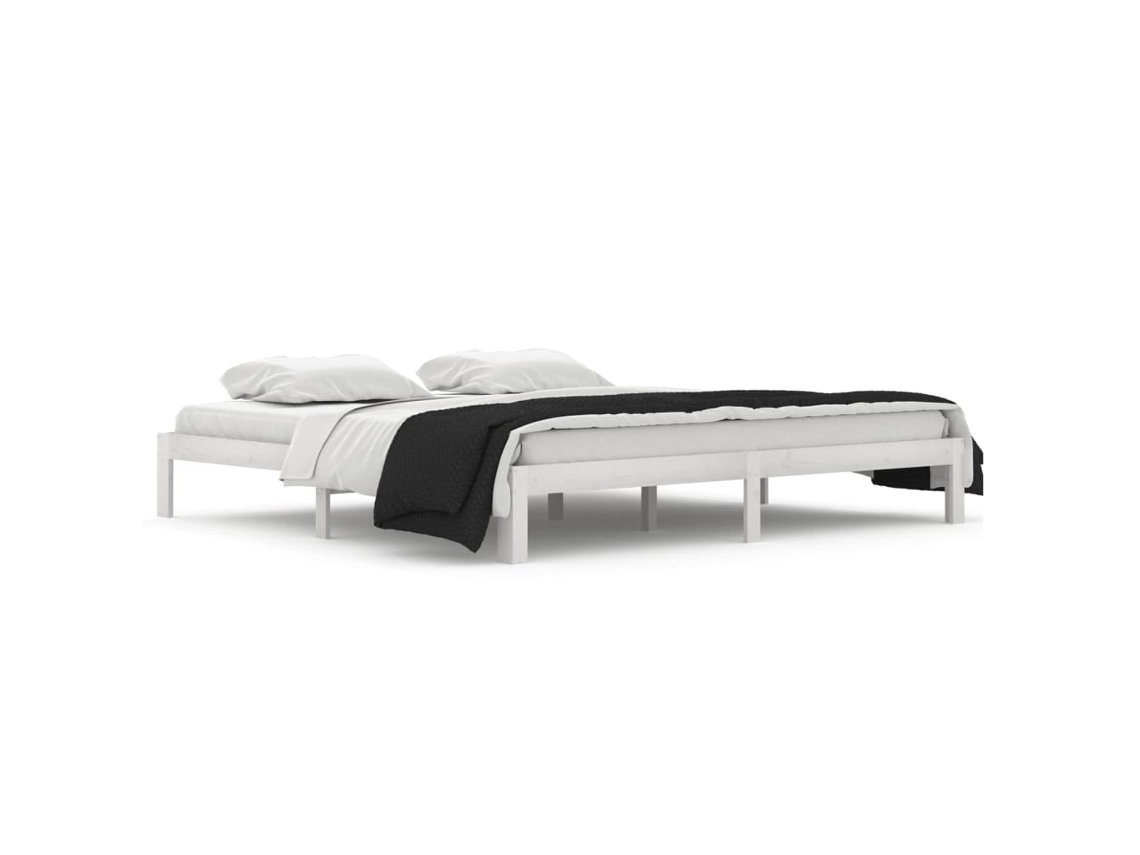Estrutura de Cama 200x200 Cm Pinho Maciço Branco MAISON EXCLUSIVE