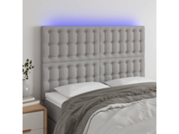 Vidaxl Cabeceira Cama C/ Luzes Led Tecido 144x5x118/128cm Cinza-claro