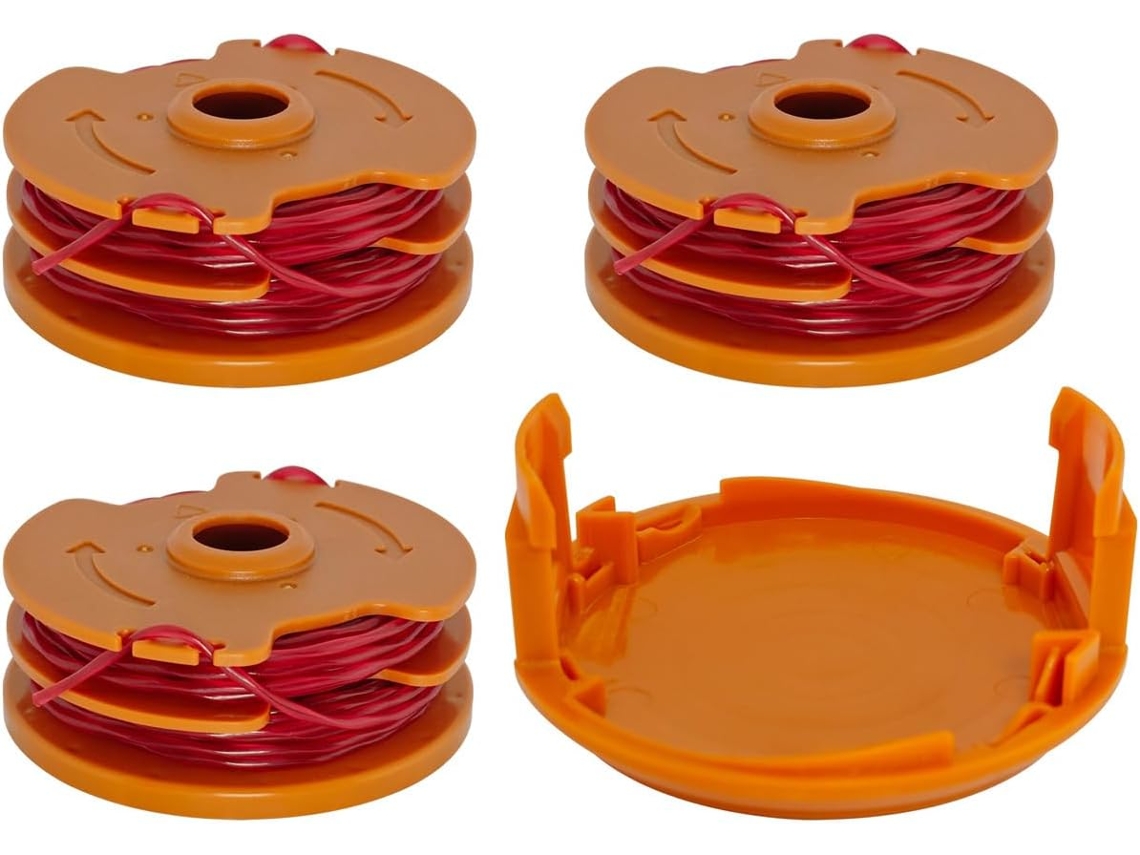 Compatível com Worx Wa0007 Wg116 Wg119 (0,065", 16 Pés 50019417, Kit com 3 Carretéis de Fio e Tampas para Aparador de Grama AQUAFORGE