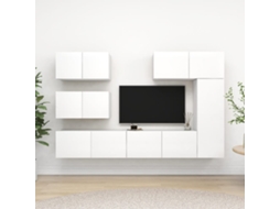 Vidaxl 6 Pcs Conjunto De Móveis De Tv Derivados De Madeira Branco