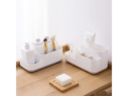 Caixa Organizadora de Maquiagem Caixa de Armazenamento de Cosméticos Branca+cáqui 23x13x12cm Branca+cinza BRILVIBERA