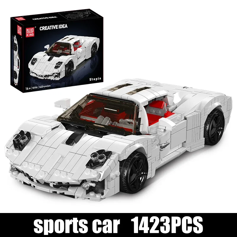 Brinquedo Tech Car Moc Supercarro Utopia Branco Modelo De Bloco De Montar