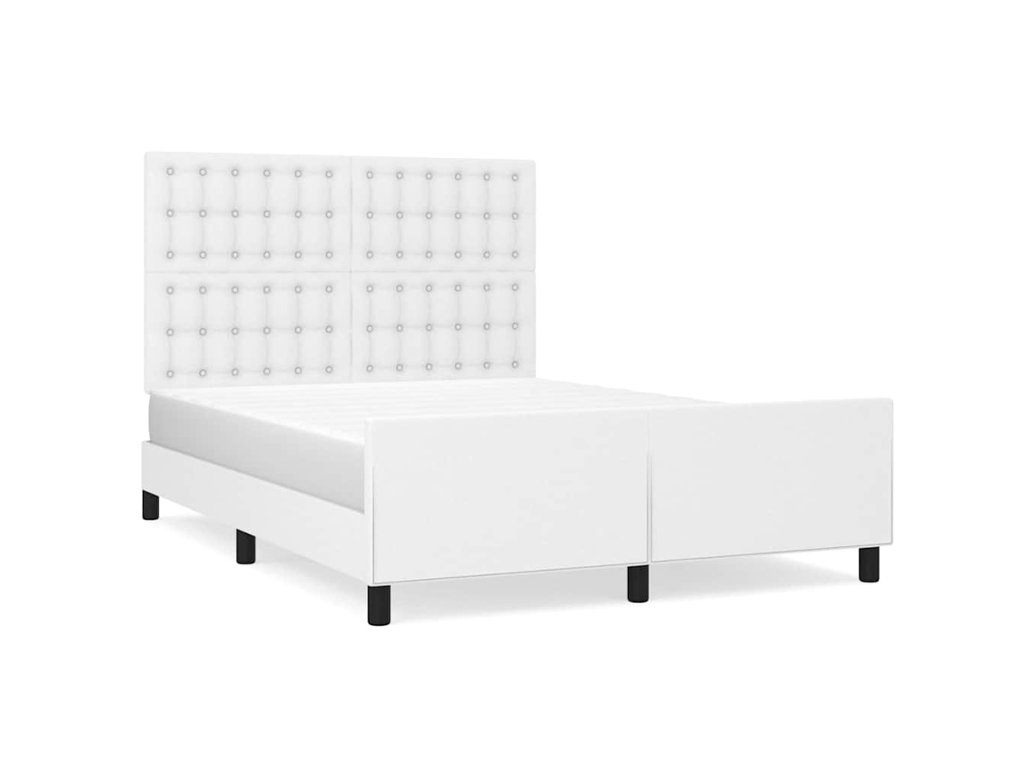 Bed Frame With Headboard, Bed Frames With Headboards Vidaxl Branco Couro Artificial (140 X 200 Cm)