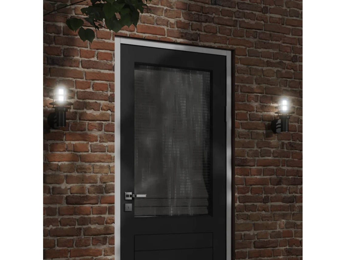 Vidaxl Candeeiros De Parede P/ Exterior 2 Pcs Aço Inoxidável Preto