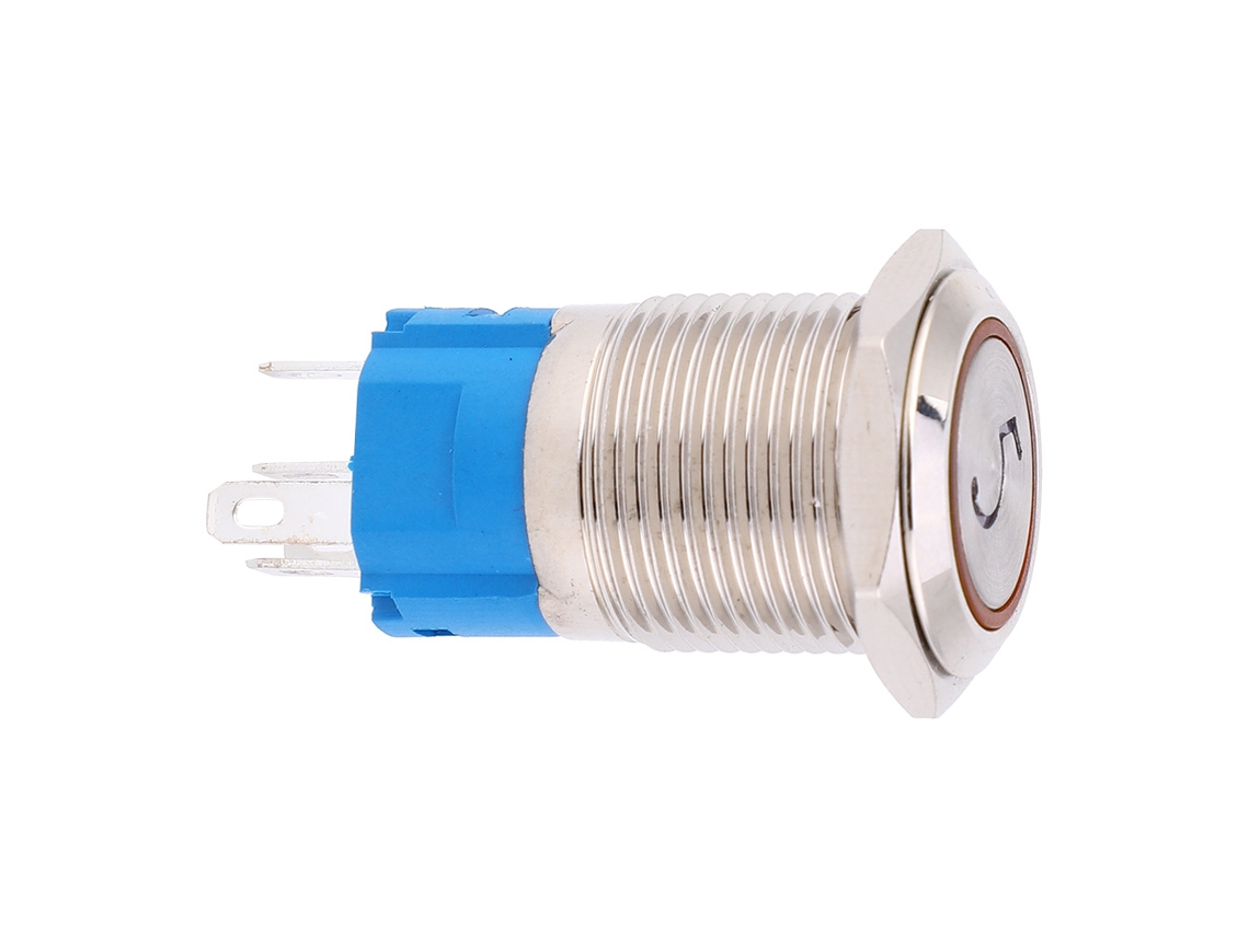Interruptor Botão 16mm com Luz e Número 5