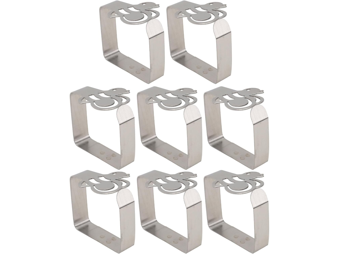 Conjunto De 8 Prendedores Toalha Mesa Zerodeko Em Aço Inoxidável Prateado, Ajustáveis, Antiderrapantes E Compactos