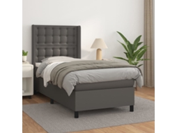 Vidaxl Cama com Molas/colchão 90x190 Cm Couro Artificial Cinzento
