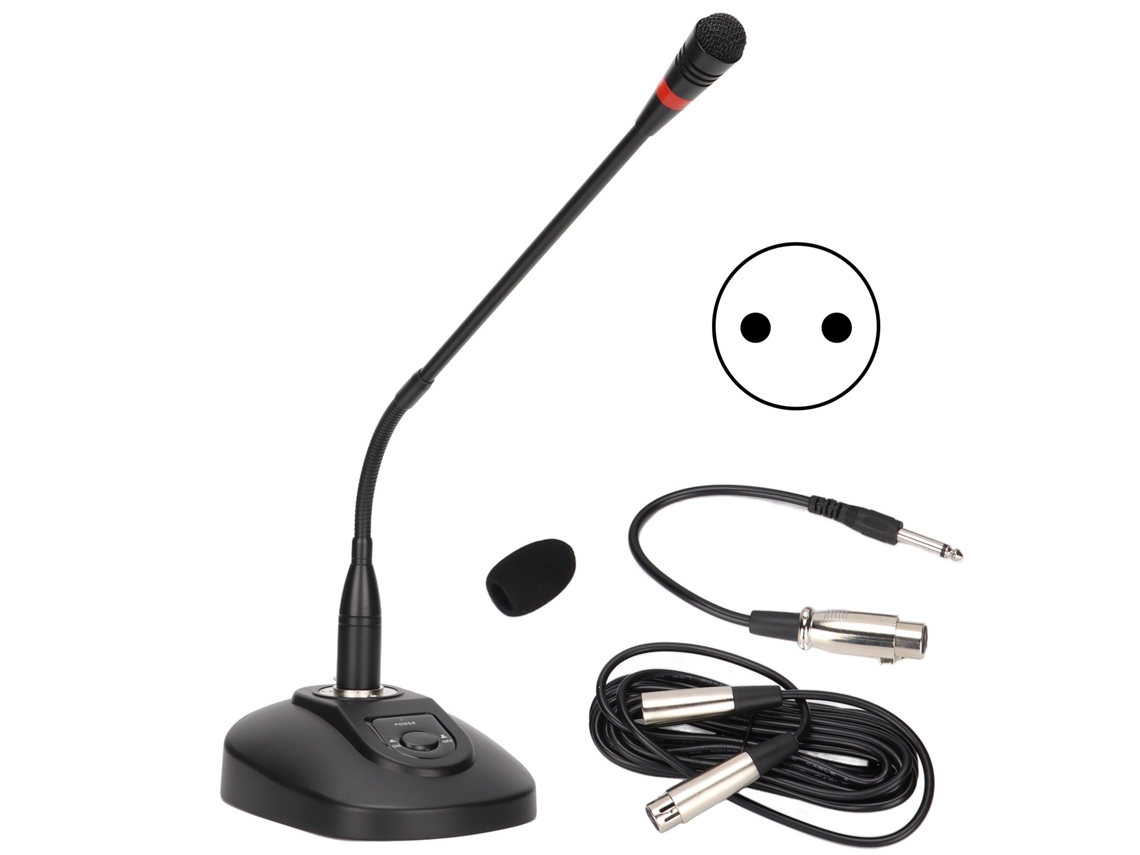 Microfone Gooseneck ajustável com cabo XLR para cabo de 6,35 mm, plugue de transmissão de conferência EU 100 240 V Slowmoose
