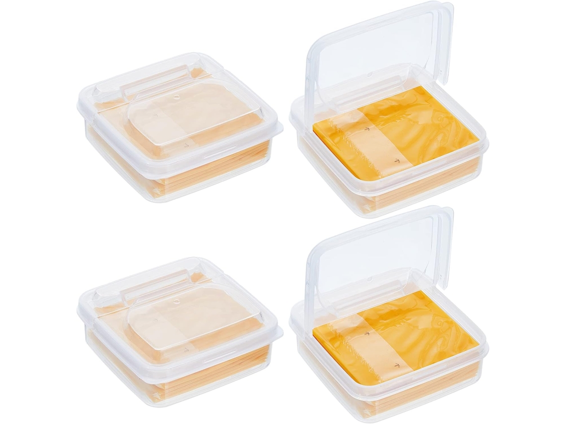 Conjunto De 4 Recipientes Para Armazenamento, 9,9 Cm, Com Tampa, Para Queijo, Adequado A Geladeira