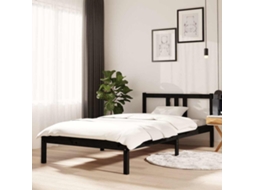 Vidaxl Estrutura De Cama 100x200 Cm Madeira Maciça Preto