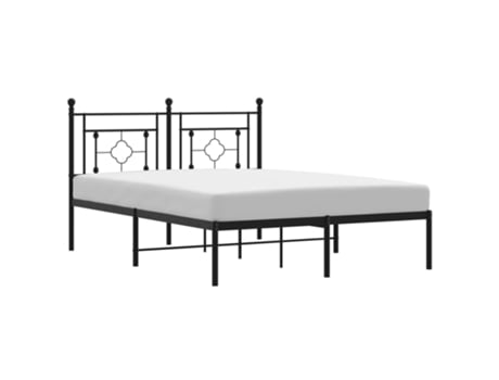 Estrutura de cama com cabeceira VIDA XL metal preto (135x190 cm)