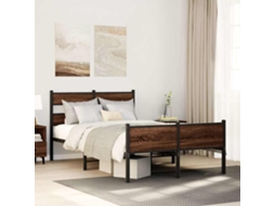 Vidaxl Estrutura Cama S/ Colchão Derivados Madeira Carvalho Castanho