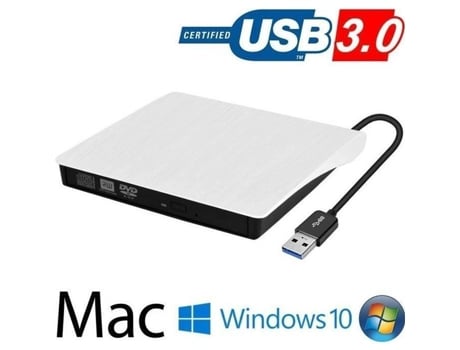 Gravador de CD de DVD externo portátil USB 3.0 Ultra Slim - Gravador de unidade externa DVD ROM CD Leitor de CD USB RW Gravador/regravação ARTELYS