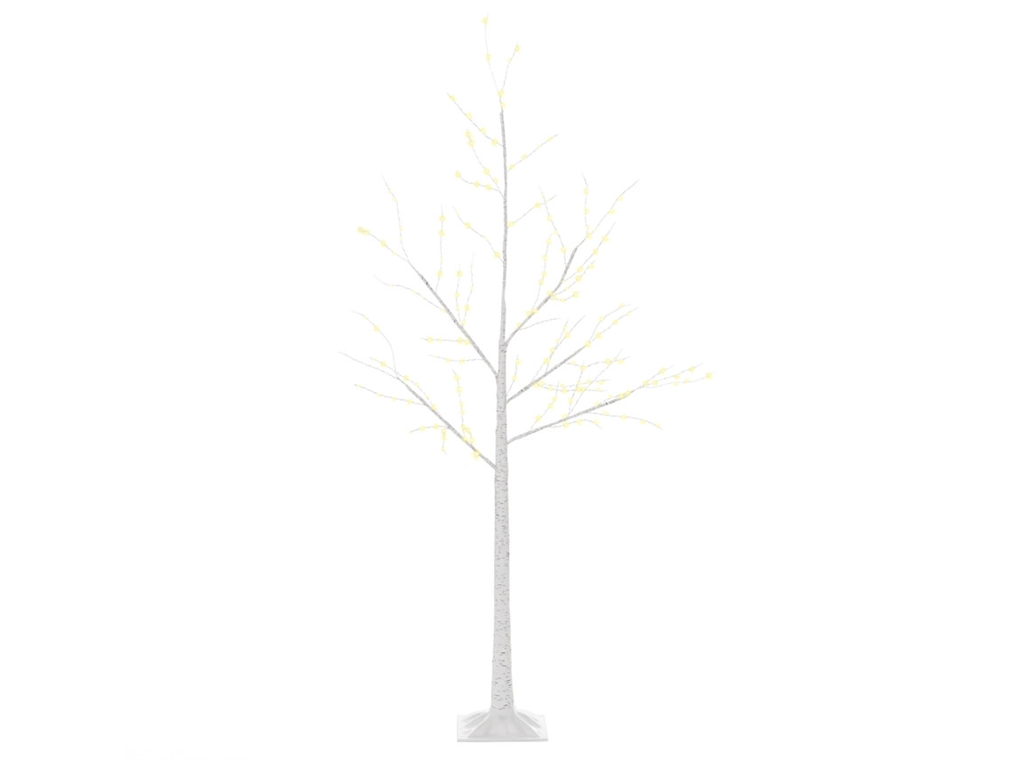 Árvore de Natal com Luzes Led e Base Quadrada, Aço e Pp, 20x20x150cm, para Uso Interno e Externo, Branca