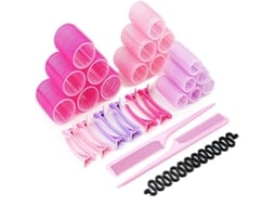 Rizadores sin calor, suaves para usar durante la noche, con 18 cierres de velcro y 12 pinzas para cabello largo/mediano - Aquaforge