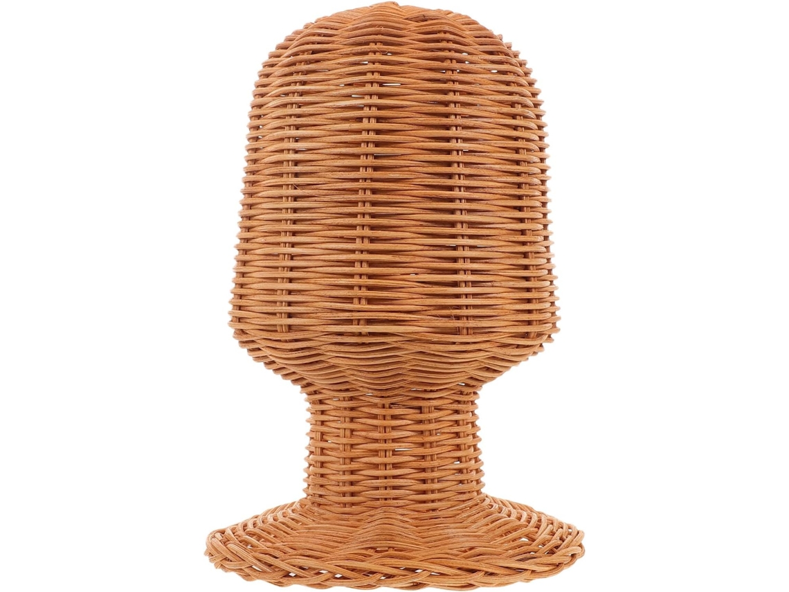 Suporte Para Peruca De Rattan De 27 Cm, Cabeça De Manequim Rústica Para Salões De Beleza.