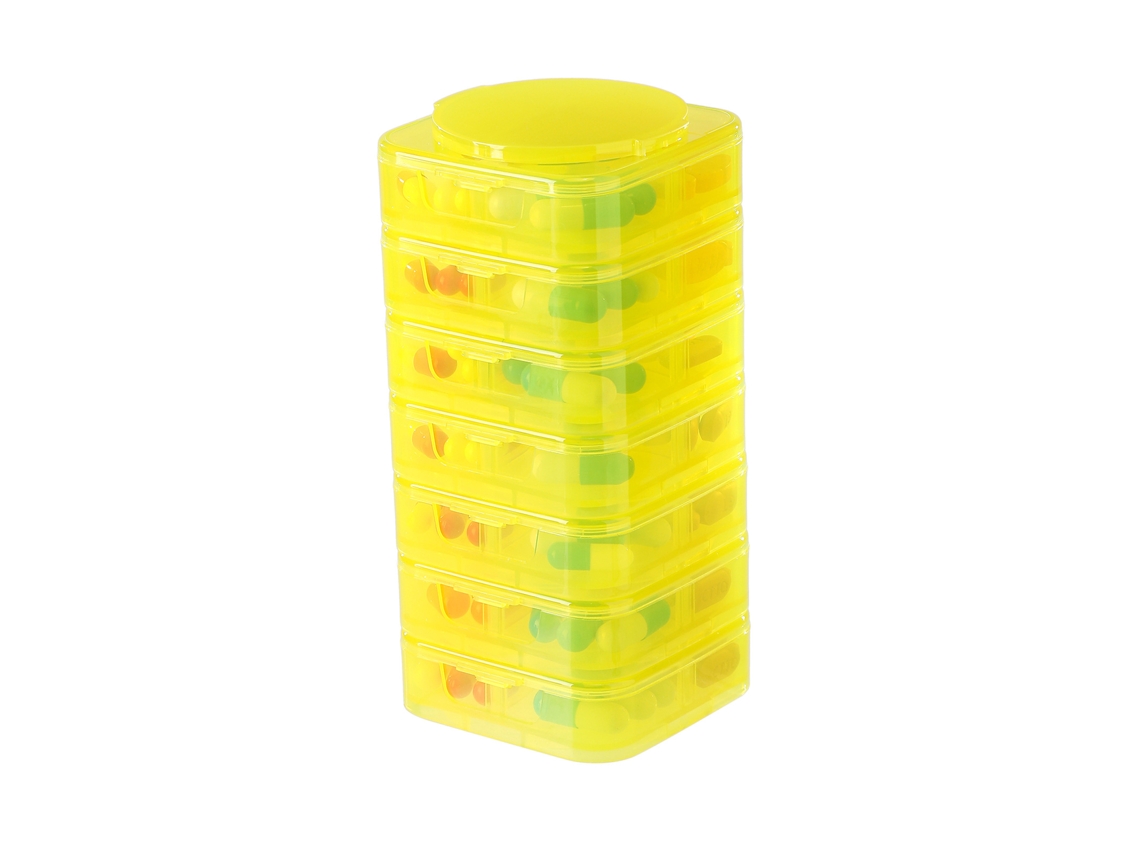 Organizador Semanal de Comprimidos CHRUI 7 Dias Empilhável Desmontável Sem Bpa (amarelo)