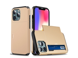 Capa Dourada Para Iphone 17 Pro Max Com Compartimento Deslizante Para Cartão, Agradável Ao Toque E Resistente A Quedas.