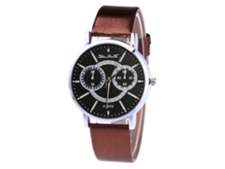 Reloj De Pareja De Correa Pu Con Dial Redondo Analógico De Cuarzo (café)