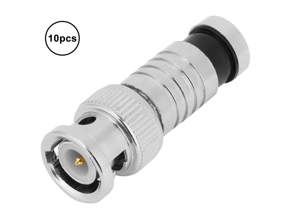 Laxiscreed Conector Bnc Macho Comprimido Para Cctv Rg59 Para Instalação De Câmeras