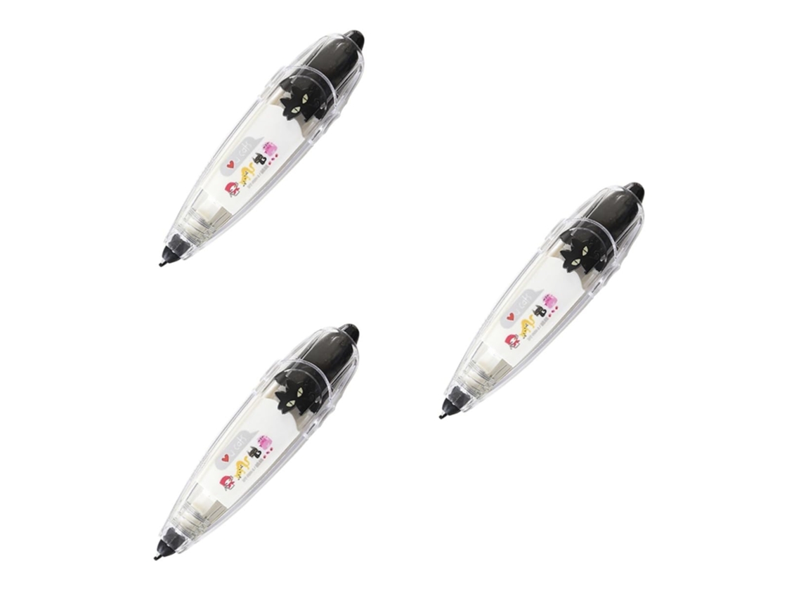 Conjunto de 3 Canetas Decorativas Pretas com Fita da Amosfun, Ideais para Scrapbooking, Planners, Materiais Es