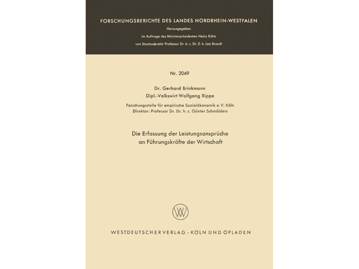 Livro Die Erfassung Der Leistungsanspruche An Fuhrungskrafte Der Wirtschaft De Gerhard Brinkmann (alemão)
