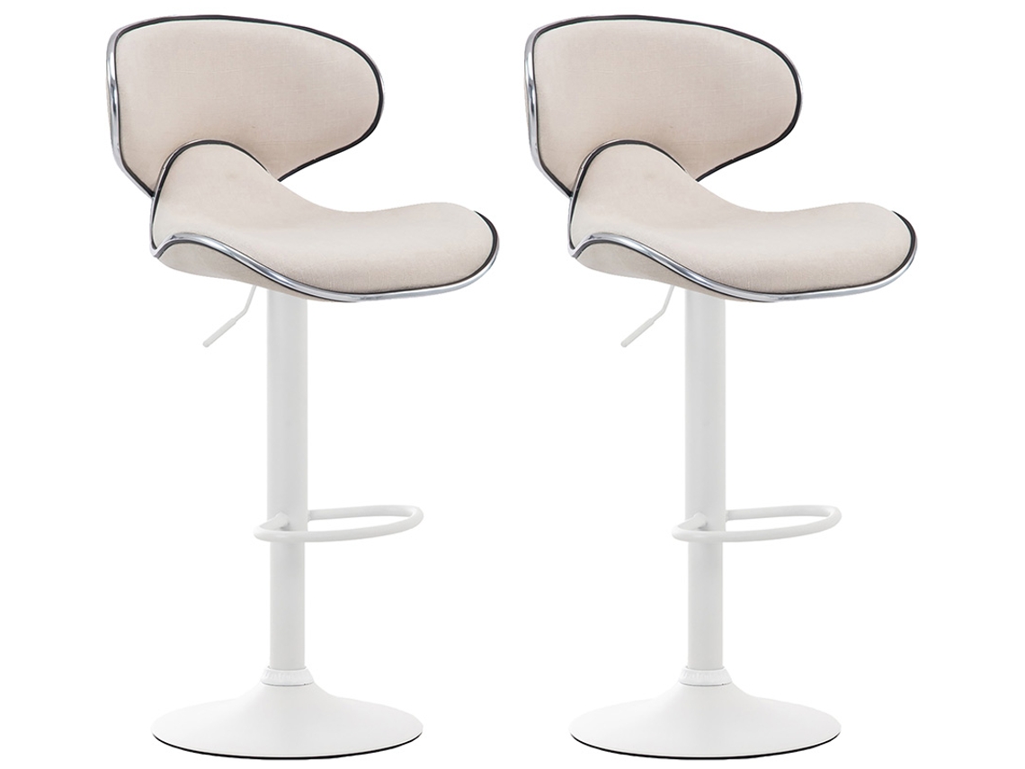 Conjunto de 2 bancos de bar Las Vegas V2 em tecido creme/branco CLP