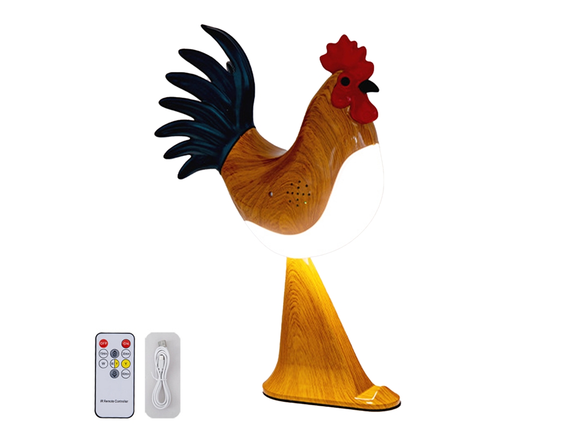 Ornamento Galo Usb Luz Noturna Aromaterapia Suporte Celular