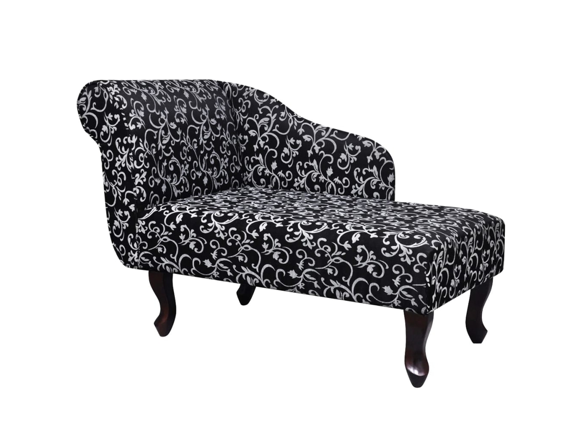 Vidaxl Chaise Lounge Com Tecido Preto E Branco