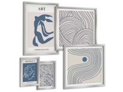 Quadros Decorativos Para Parede Montanhas Abstratas, Flores, Inspiração Moldura Prateada Fotos Para O Escritório Espelharte (conjunto De 5 Imagens)