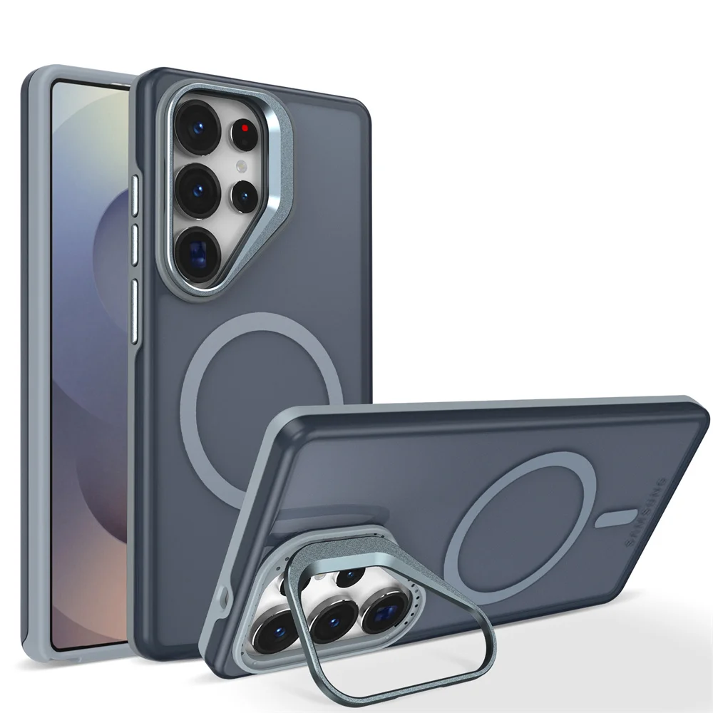 (galaxy S23 Fe, Cinza) Capa Protetora Magsafe Para Samsung Com Suporte De Lente Em Metal E Função Magnética.
