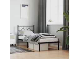 Vidaxl Estrutura de Cama com Cabeceira 80x200 Cm Metal Preto