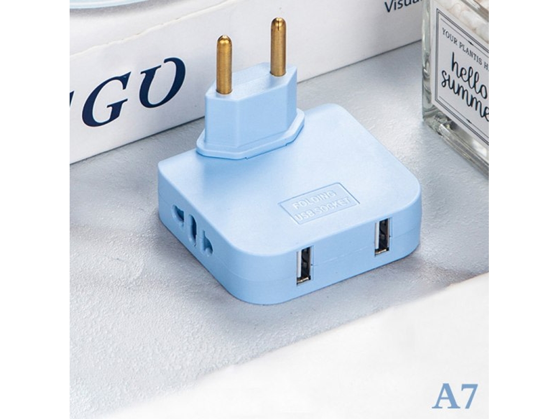 Adaptador De Viagem Prático Com Plugue Giratório, Compatível Com As Normas Europeias, Rosa+ Usb