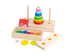 Mali jogo de Torre de 10 Anéis Madeira Educação Lógica Pensamento Crianças Brinquedo Grande