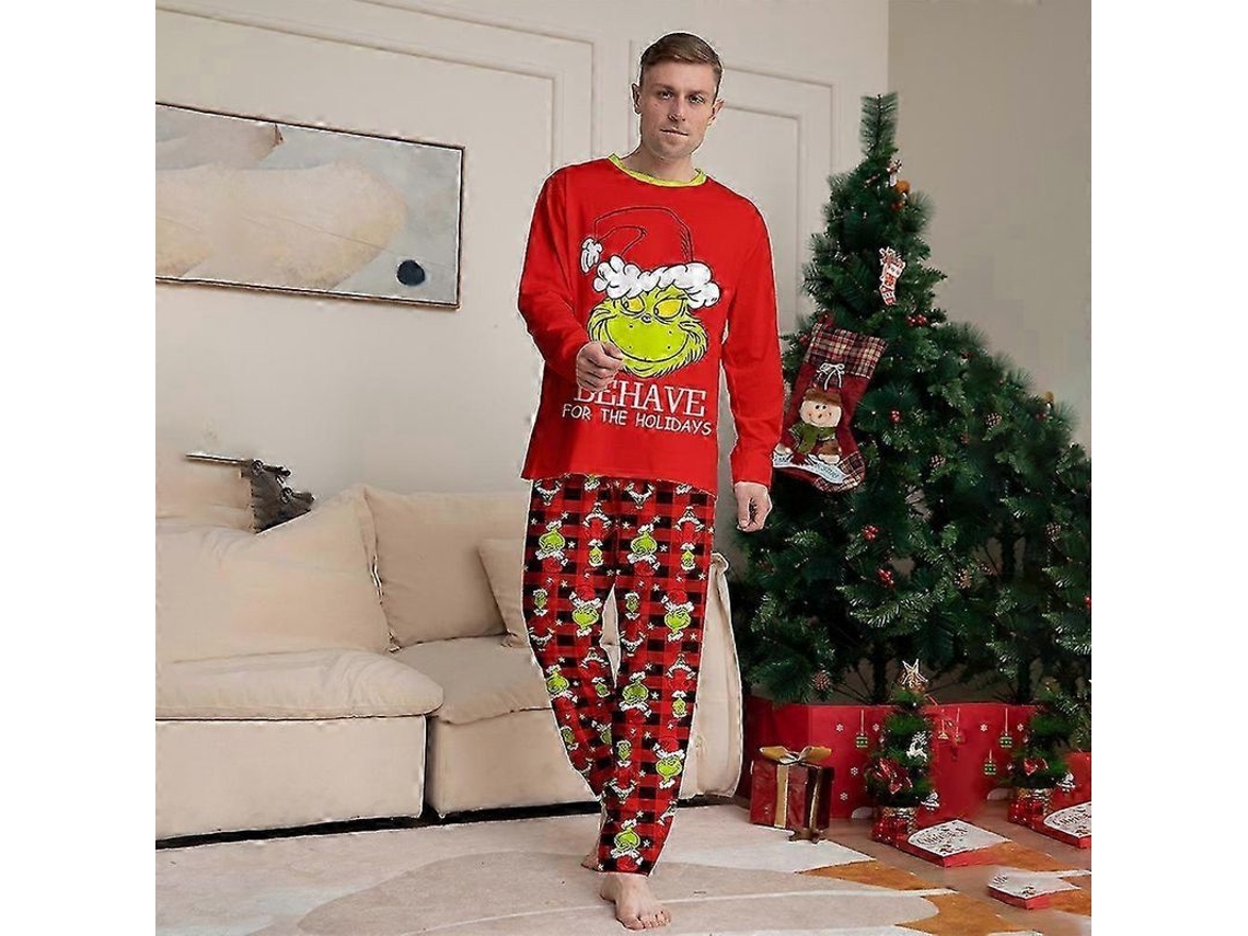 2026 pijamas de Natal para Família com Estampa Grinch Adulto Criança Bebê Conjunto Mxbc