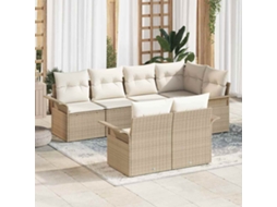 Vidaxl Conjunto de Sofá de Jardim 7 Pcs Bege Rattan Sintético