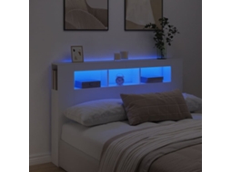 Vidaxl Cabeceira Cama C/ Leds 160x18,5x103,5 Cm Deriv. Madeira Branco