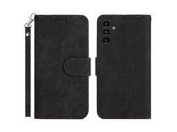 Capa Tipo Carteira Com Estampa Listrada E Cor Sólida Para Samsung Galaxy A54 5g, Capa Tipo Fólio Em Couro Pu Com Suporte E Alça