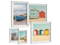 Conjunto De Pinturas Vistas Litorâneas Casinhas Barcos Espelharte (5 Peças)