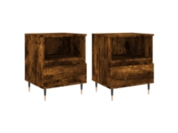 Bedside Cabinet, Bedside Cabinets Vidaxl Marrom Madeira Processada (n/a)