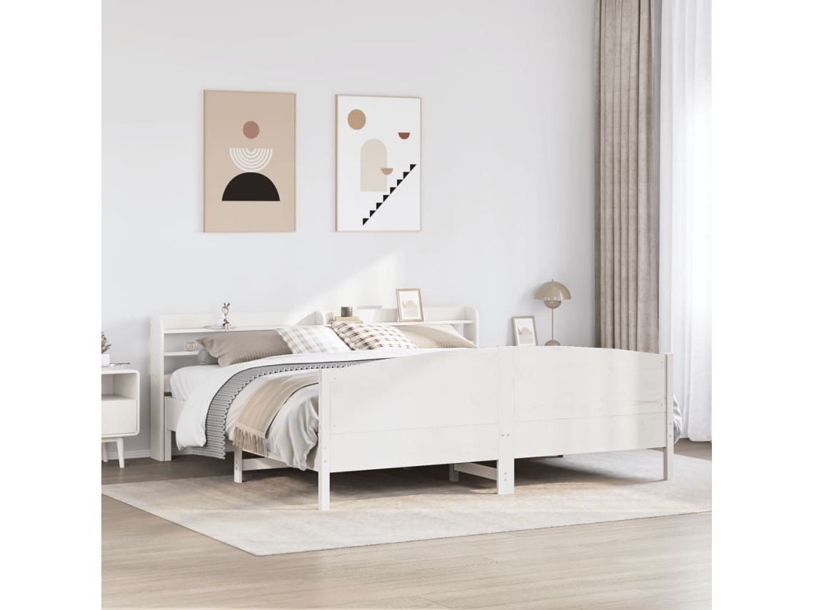 Vidaxl Cama Sem Colchão 180x200 Cm Madeira de Pinho Maciça Branco