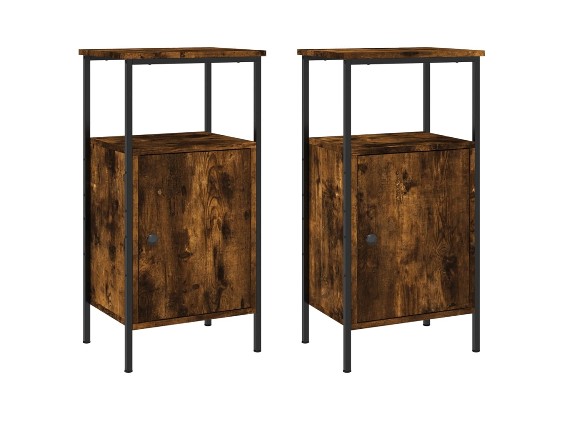Bedside Cabinet, Bedside Cabinets Vidaxl Marrom Madeira Processada (n/a)