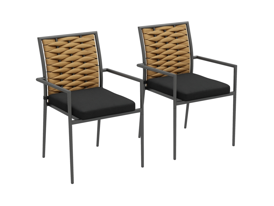Cadeiras de Jardim Resistentes ao Clima, 57x58x87cm Marrom, Preto, Cinza | S/MARCA