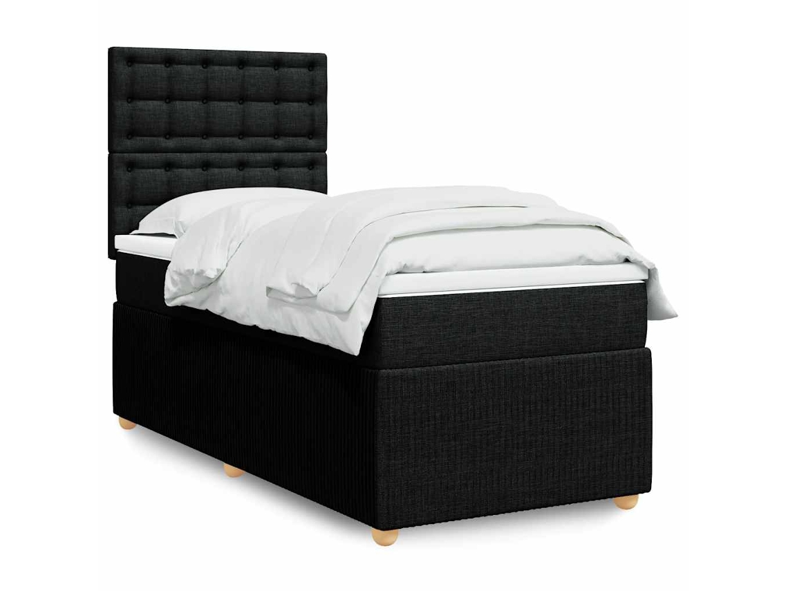Vidaxl Cama Com Molas/colchão 100x200 Cm Tecido Preto