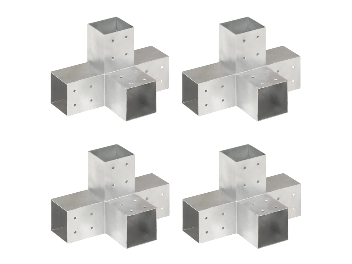 Vidaxl Bases Para Poste Em Forma De X 4 Pcs 81x81 Mm Metal Galvanizado