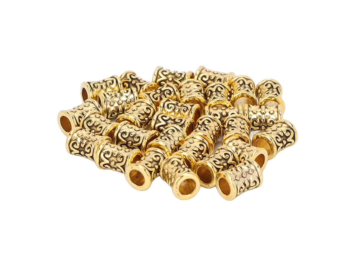 30pcs Contas De Prata Antiga Em Liga Para Dreadlocks, Barba E Bijuterias Diy