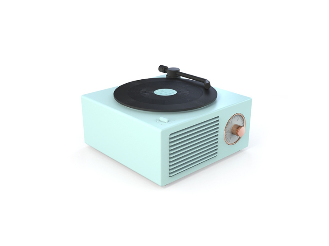 Pequeno Toca Discos De Vinil Sem Fio De Mesa Retrô Multifuncional Com Áudio Bluetooth Slowmoose (azul)