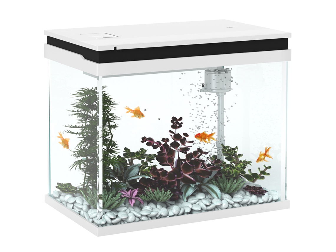Aquário De Vidro De 41 Litros Com Sistema De Filtragem, Luzes Led, Bomba De Água, Para Diversas Espécies De Peixes, Branco.