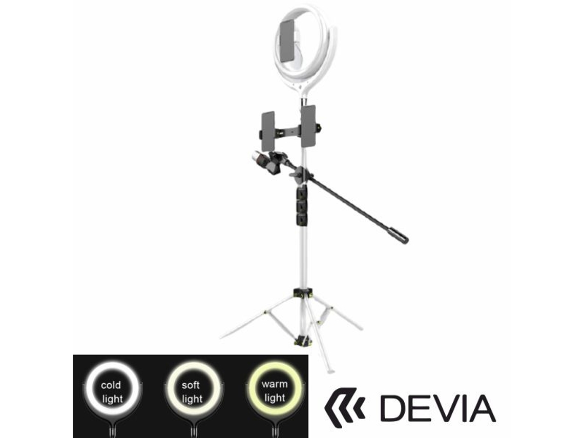 Ring Light Candeeiro de Estúdio 12 com Pé Extensível Branco
