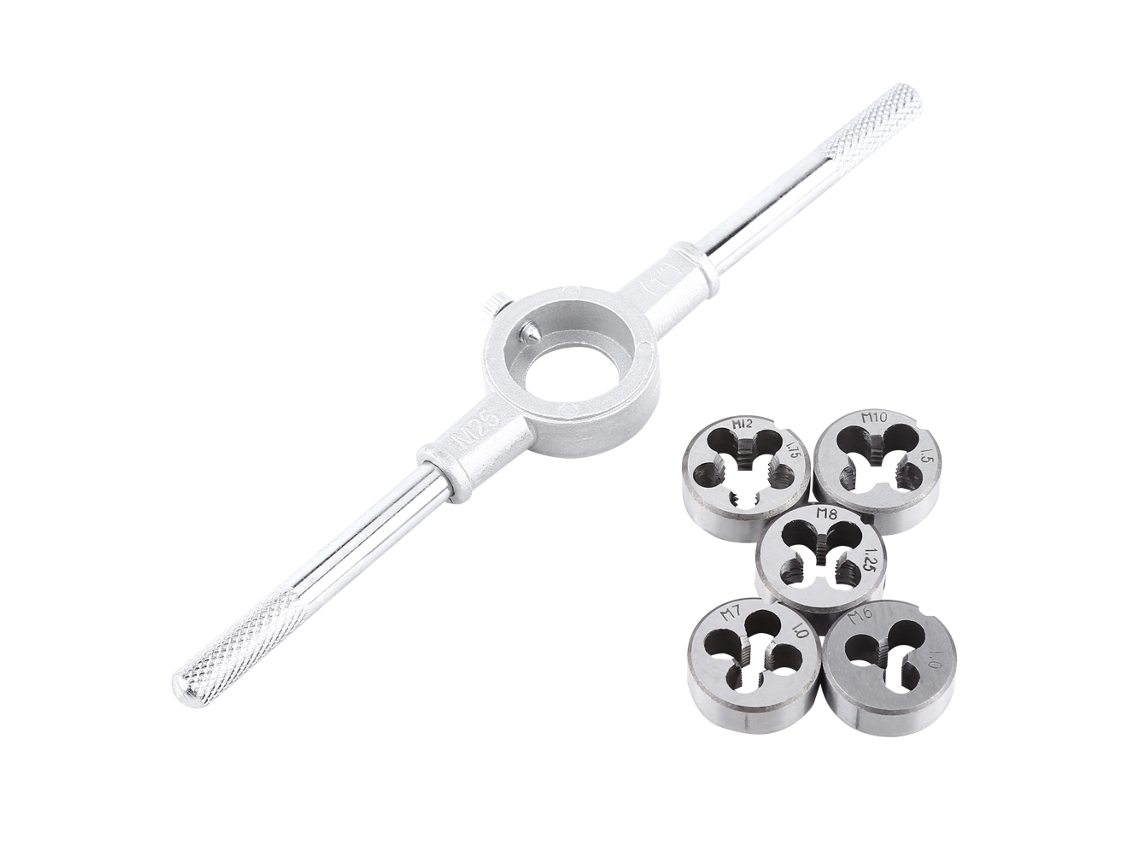 Kit De Ferramentas De Rosqueamento Com Matriz E Chave Para Rosqueamento Manual 6pcs